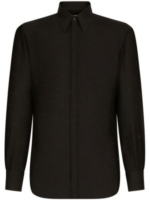 Копринена риза с принт Dolce & Gabbana черно