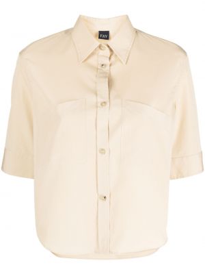 Klasická bavlněná košile s krátkým rukávem s knoflíky Fay - béžová