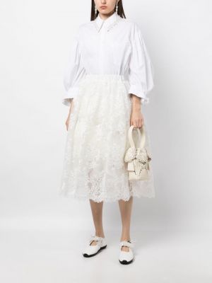 Nėriniuotas midi sijonas iš tiulio Simone Rocha balta