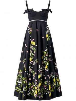 Midi haljina s cvjetnim printom s printom Giambattista Valli crna
