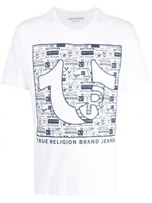 Koszulka z nadrukiem z okrągłym dekoltem True Religion biała