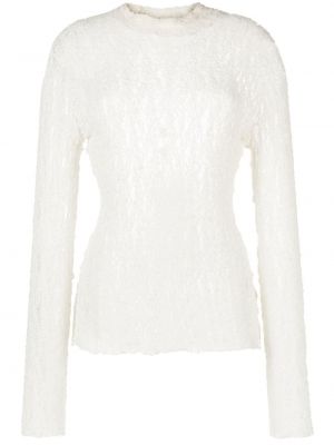 Pull en tricot ajouré Balmain blanc