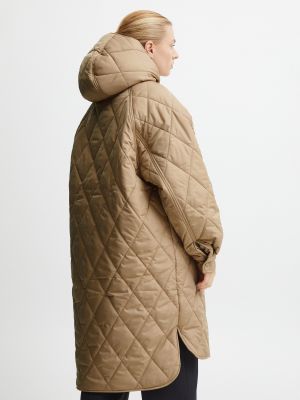 Prošívaný zimní kabát s kapucí Ichi béžový