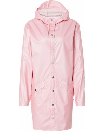 Jednofarebný priliehavý kabát z polyesteru Rains - ružová