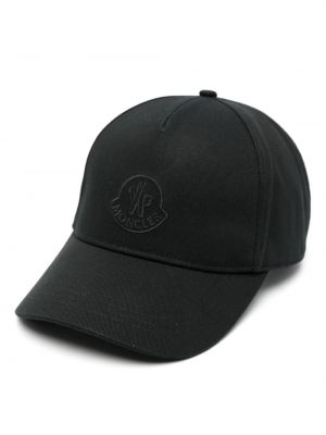 Medvilninis siuvinėtas kepurė Moncler juoda