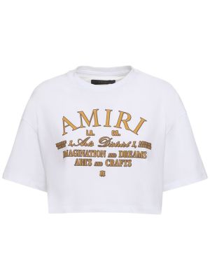 Camiseta de algodón con estampado de tela jersey Amiri blanco