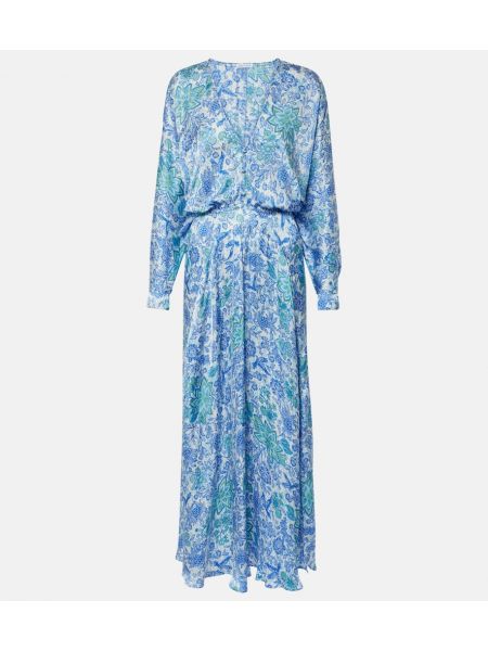 Midi šaty s potlačou Poupette St Barth modrá