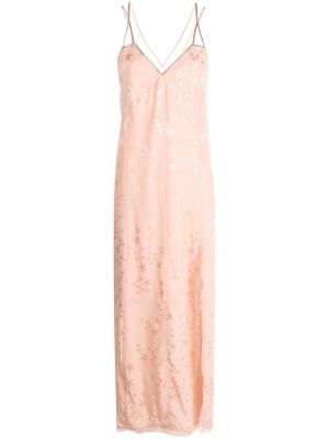 Žakárové hedvábné koktejlové šaty s hvězdami Zadig&voltaire růžové