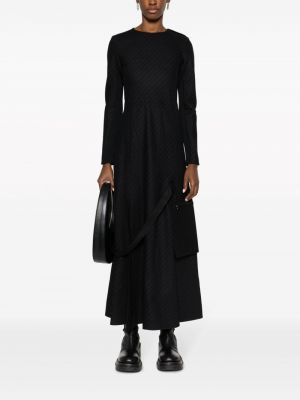 Sukienka długa wełniana w paski Sacai czarna