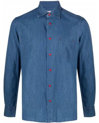 Camisa vaquera con botones Kiton azul