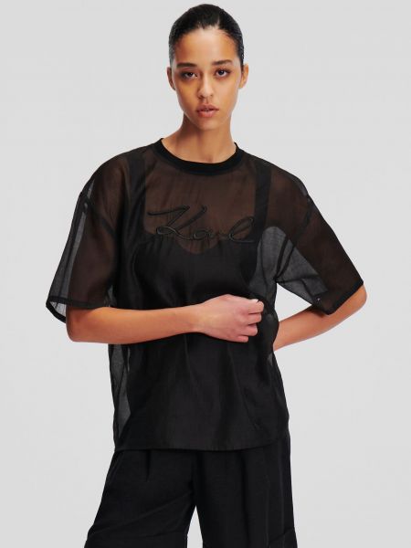 Oversize тениска Karl Lagerfeld черно