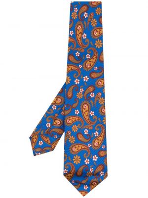 Corbata de cachemir con estampado con estampado de cachemira Kiton azul