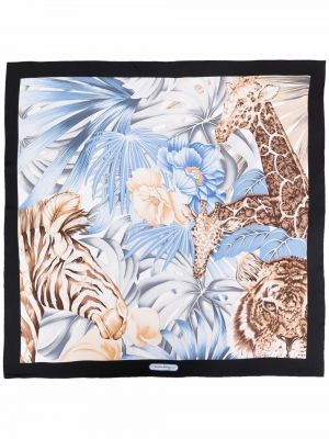 Bufanda de seda con estampado animal print Salvatore Ferragamo negro