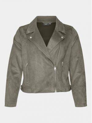 Slim fit kožená bunda z imitace kůže Vero Moda Curve šedá