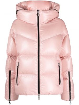 Péřová bunda s kapucí Moncler růžová