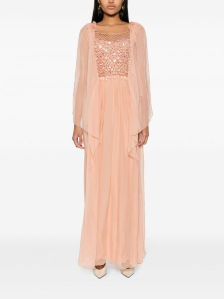 Sukienka długa szyfonowa Alberta Ferretti różowa