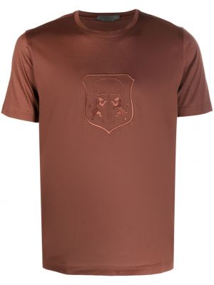 T-shirt med broderi Corneliani brun