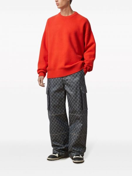 Sweter wełniany z okrągłym dekoltem Gucci czerwony
