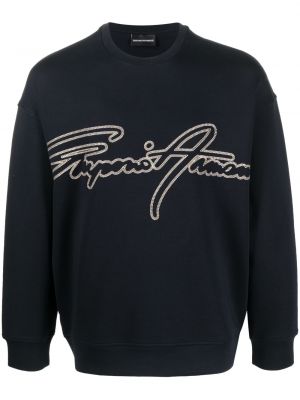 Sweatshirt med broderi Emporio Armani blå