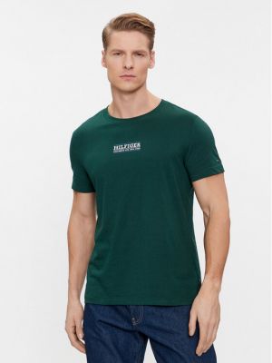 Slim fit priliehavé tričko Tommy Hilfiger zelená