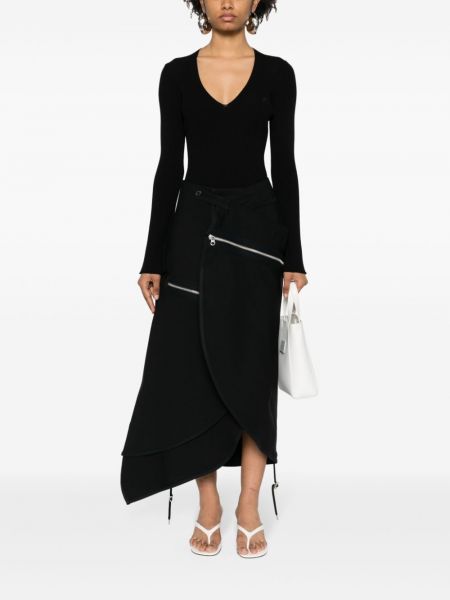 Midi sukně na zip Courrèges černé