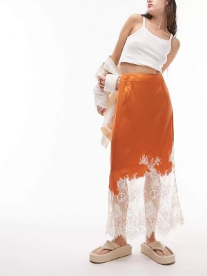 Кружевная юбка миди Topshop оранжевая