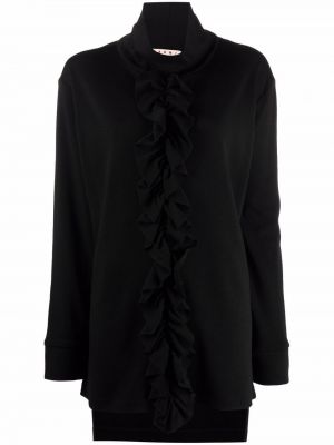 Jersey cuello alto de punto con cuello alto de tela jersey Marni negro