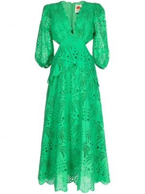 Миди рокля в тропически десен Farm Rio зелено