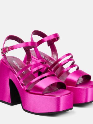Satīna sandales ar platformu Nodaleto rozā