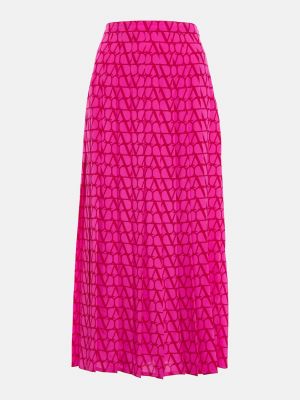 Шелковая юбка миди Valentino розовая