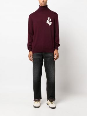 Sweter z nadrukiem Isabel Marant fioletowy