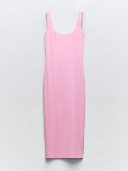 Приталенное платье миди Zara розовое