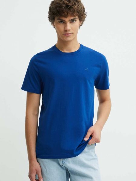 Koszulka bawełniana Hollister Co. niebieska