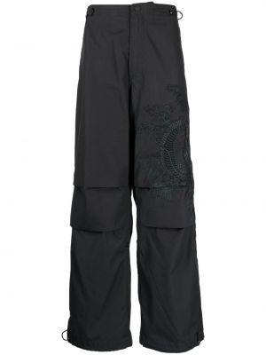 Kalhoty s potiskem relaxed fit Maharishi černé