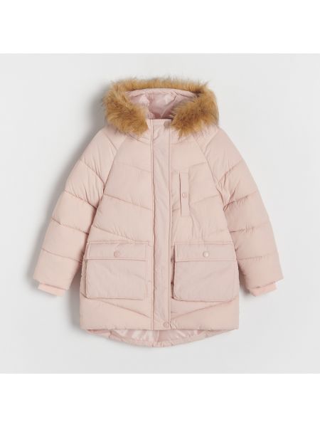 Kabát s kapucí Reserved růžový
