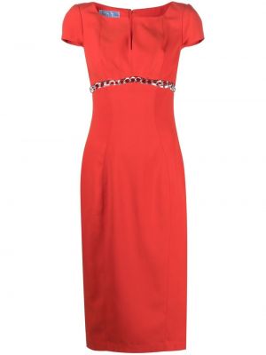 Midi šaty na zip s krátkými rukávy Thierry Mugler Pre-owned - červená