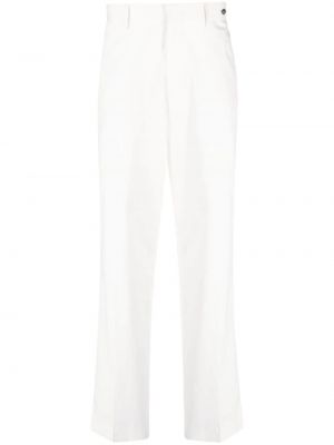 Plisované bavlnené rovné nohavice Tagliatore biela