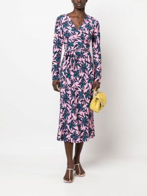 Sukienka w kwiatki z nadrukiem Dvf Diane Von Furstenberg różowa