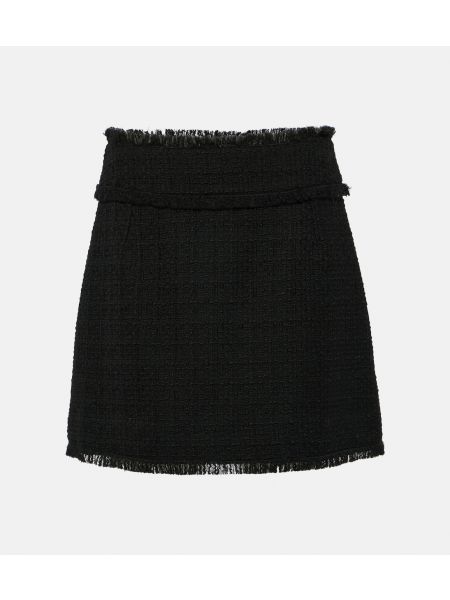 Твидовая шерстяная юбка мини Dolce&gabbana черная