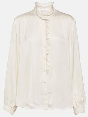 Βελούδινη σατέν μπλούζα με βολάν Velvet