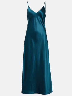 Hodvábne saténové midi šaty Joseph modrá