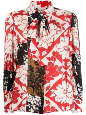 Trykt floral krage bluse Semicouture rød