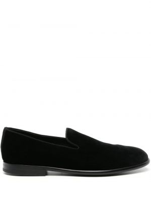 Loafers en cuir en velours Dolce & Gabbana noir