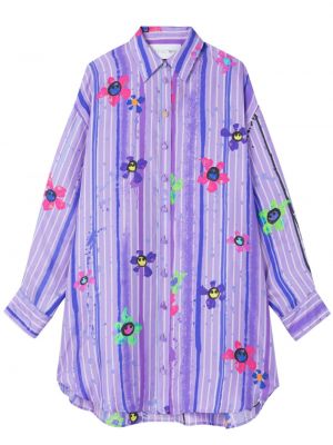Kvetinové košeľové šaty s potlačou Az Factory fialová