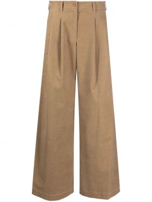 Plisované voľné zamatové nohavice Jejia hnedá