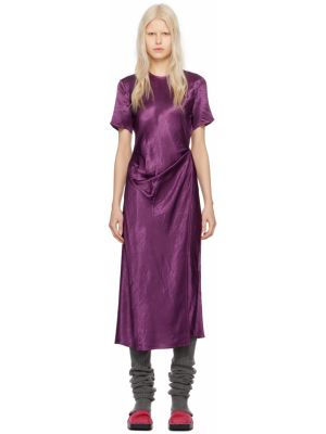 Пурпурное платье-макси с запахом Acne Studios, Bright purple