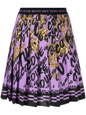Džínsová sukňa s potlačou Versace Jeans Couture fialová