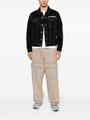 Bavlněná džínová bunda s výšivkou Paccbet černá