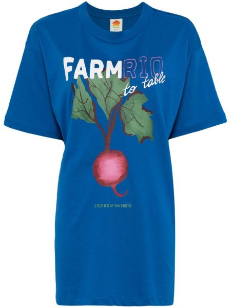 Βαμβακερή μπλούζα με σχέδιο Farm Rio μπλε