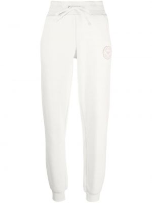 Haftowane spodnie sportowe Emporio Armani białe
